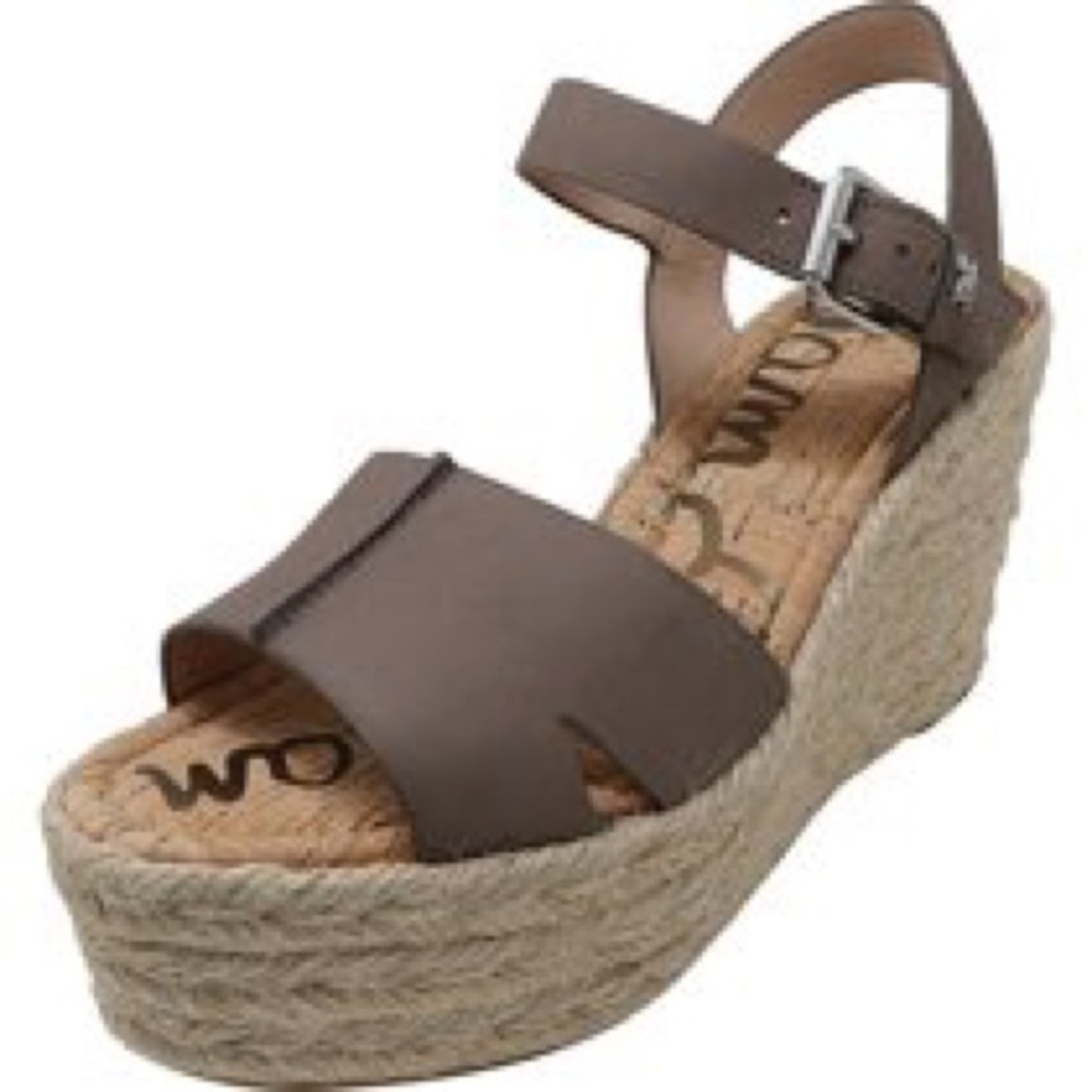 Sam Edelman Maura Leather Flint Grey Wedges